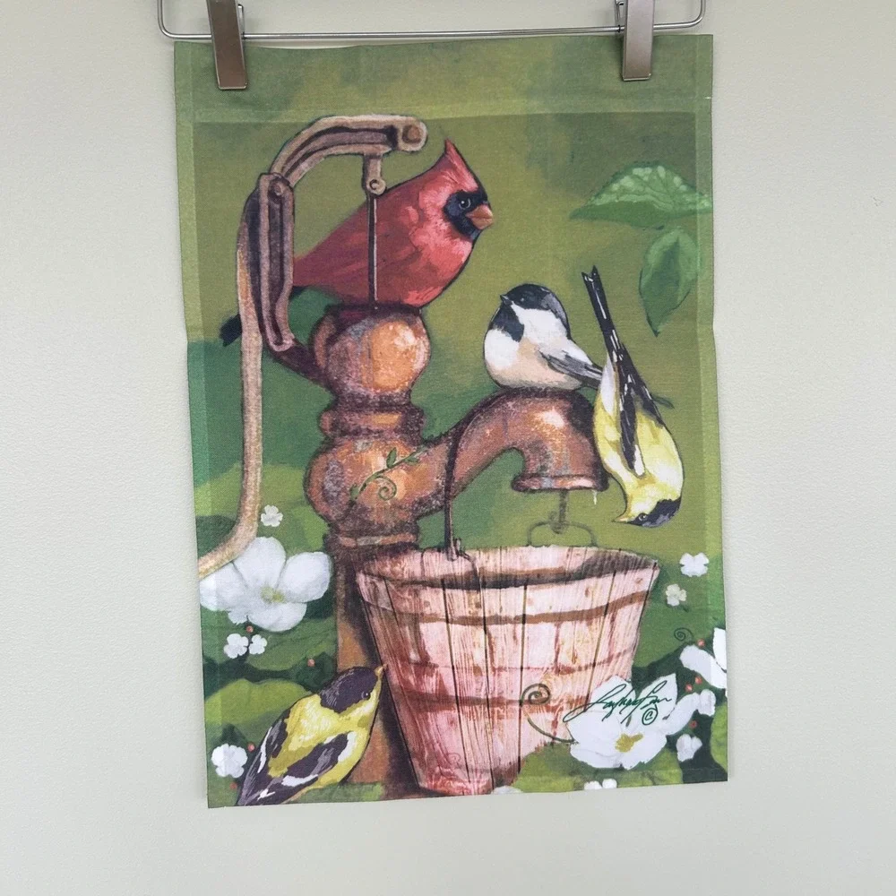 Kay Dee Designs Garden Flag Unisex 18x12.5 Multicolor Songbirds Water Pump Decor